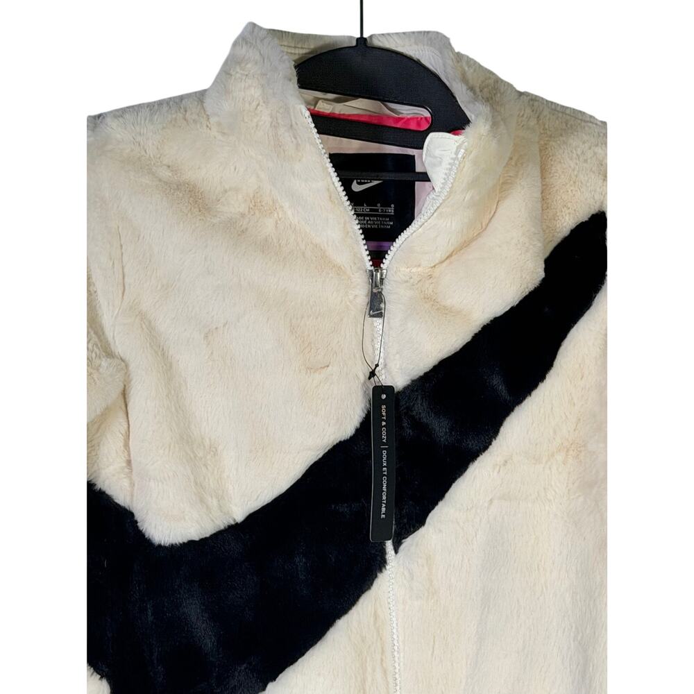 Nike Girls Faux Fur Colorblock Jacket Size 6X/7 - Picture 6 of 10